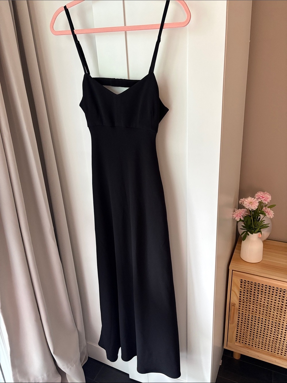 Wilfred Black Spaghetti-Strap Midi Dress